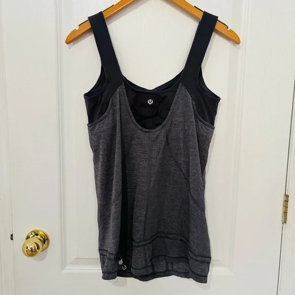 Lululemon Run: For Your Life Tank Top Heathered Charcoal Grey Built-in Bra #139 - Picture 2 of 5